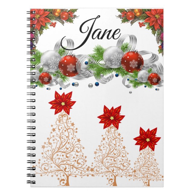 Weihnachts-Spiral-Notebook Poinsettia Notizblock (Vorderseite)