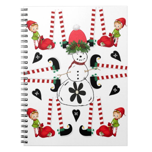 Weihnachts-Spiral Notebook Snowman Elf Notizblock (Vorderseite)