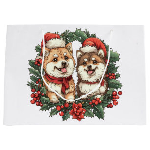 Weihnachts-Spitz Hogs Mistletoe Wreath Große Geschenktüte