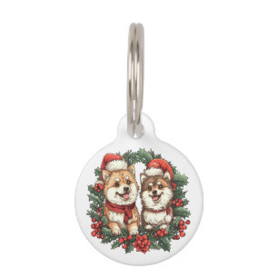 Weihnachts-Spitz Hogs Mistletoe Wreath Haustiermarke