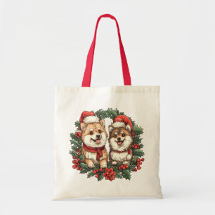 Weihnachts-Spitz Hogs Mistletoe Wreath Tragetasche