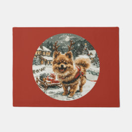 Weihnachts-Spitz Rentier Dog Fußmatte