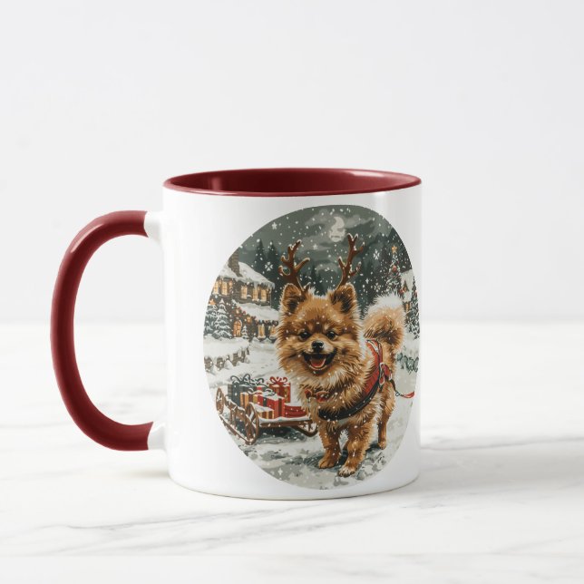 Weihnachts-Spitz Rentier Dog Tasse (Links)