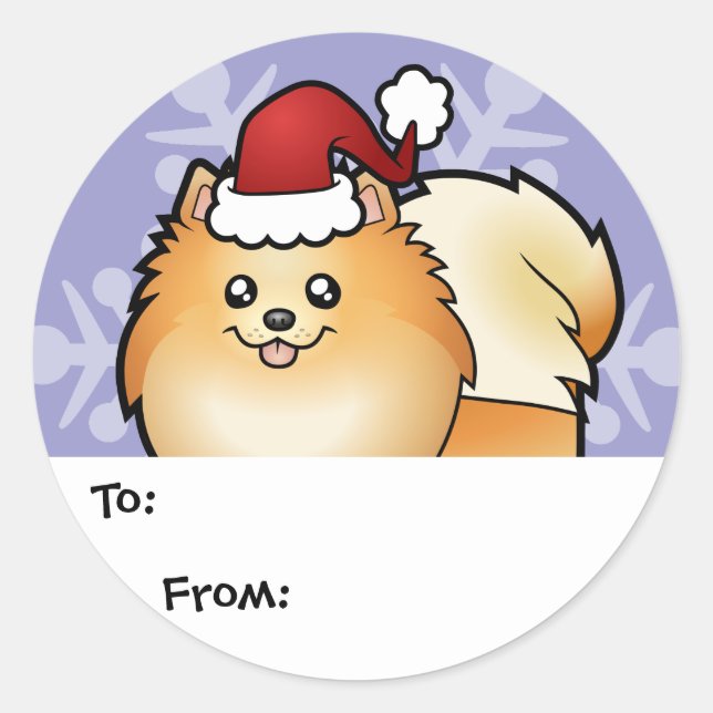 Weihnachts-Spitz Runder Aufkleber (Vorderseite)
