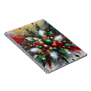Weihnachts-Splatter / Weiße Bursts Spiralblock Notizblock