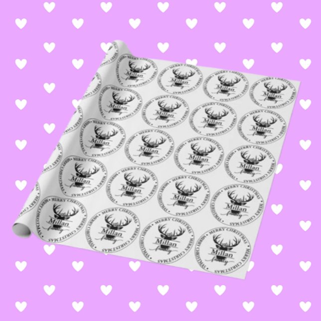 Weihnachts-Split Monogram Geschenkpapier (Make your gifts extra special with Family Christmas Split Monogram theme wrapping paper. )