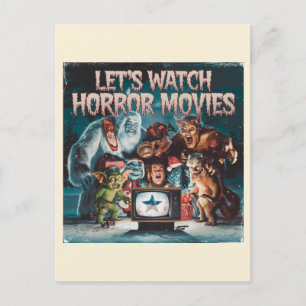 Weihnachts Spooky Retro Horror Movies Postkarte