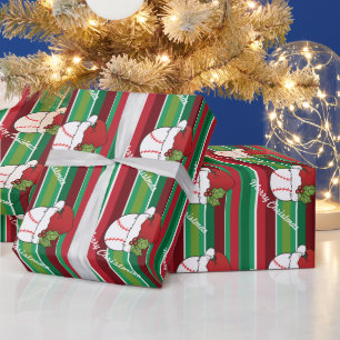 Weihnachts Sport Baseball Streifen Geschenkpapier