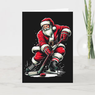 Weihnachts-Sport Santa spielt Eishockey Karte