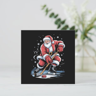 Weihnachts-Sport Santa spielt Eishockey Xmas Einladung