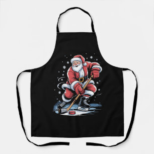 Weihnachts-Sport Santa spielt Eishockey Xmas Schürze