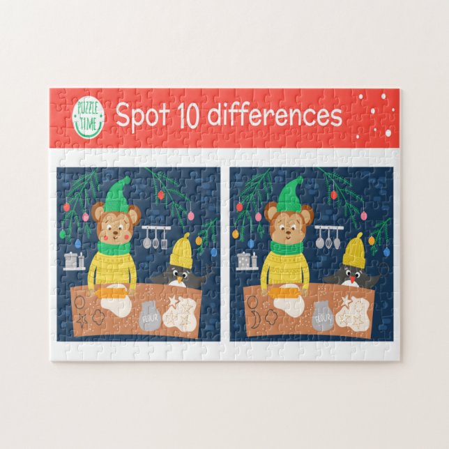 Weihnachts Spot 10 Differenzen Bärenpenguin Kinder Puzzle (Horizontal)