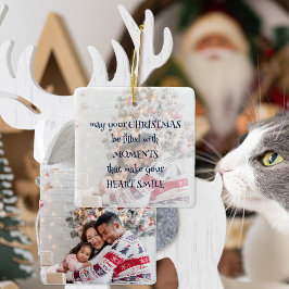 Weihnachts-Sprichwort Foto Overlay Navy Whimsiktex Keramikornament