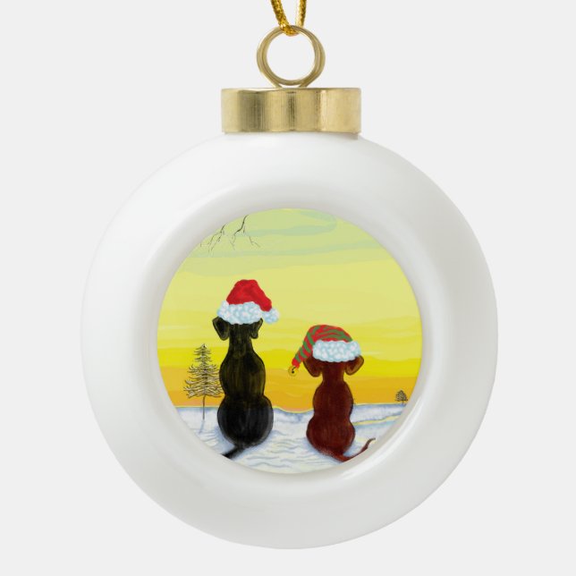 Weihnachts-Springador Keramik Kugel-Ornament (Vorderseite)