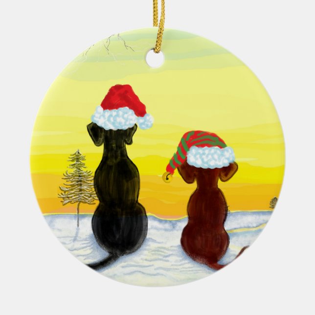 Weihnachts-Springador Keramik Ornament (Vorne)