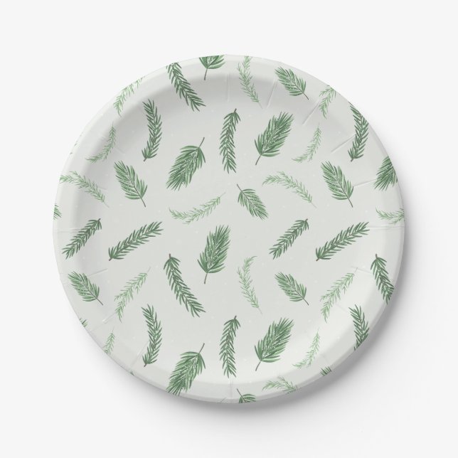 Weihnachts-Spruce Pattern Feiertag Party Pappteller (Vorderseite)