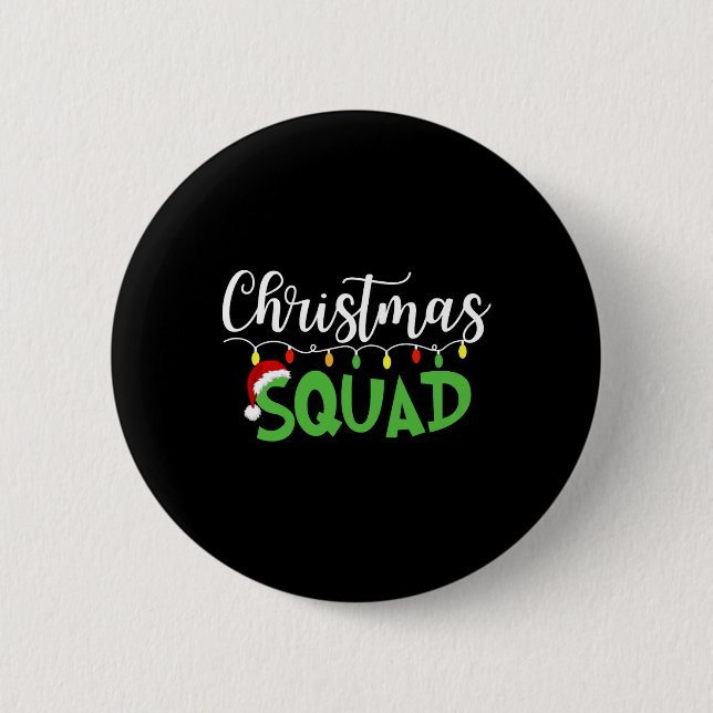 Weihnachts-Squad Fun Xmas Tree Familie Matching Pa Button (Vorderseite)