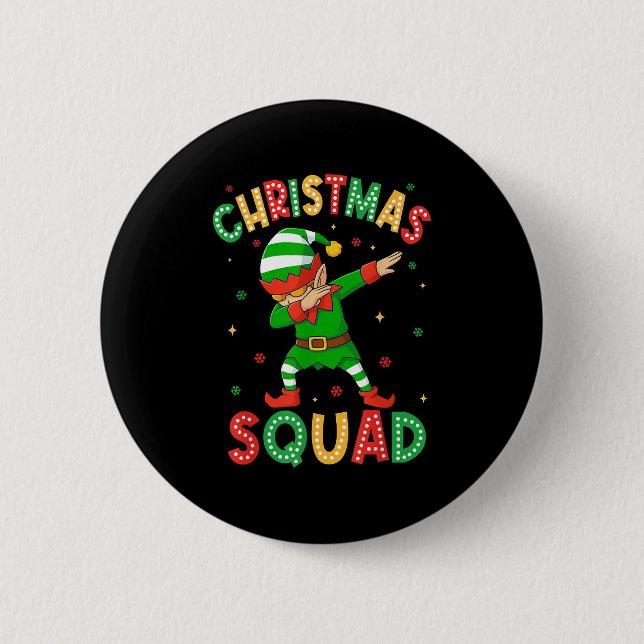 Weihnachts-Squad Santa Elf Familie Matching Button (Vorderseite)