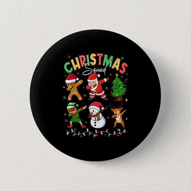 Weihnachts-Squad Santa Elf Familie Matching Button (Vorderseite)