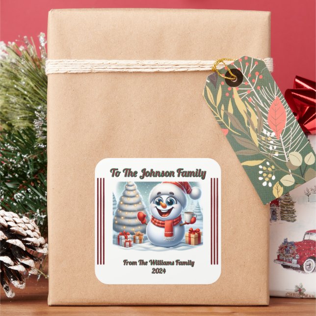 Weihnachts-Square-Aufkleber für Geschenke Quadratischer Aufkleber (Feiertag)