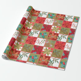Weihnachts-Star-Blume-Quilt Geschenkpapier