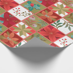 Weihnachts-Star-Blume-Quilt Geschenkpapier
