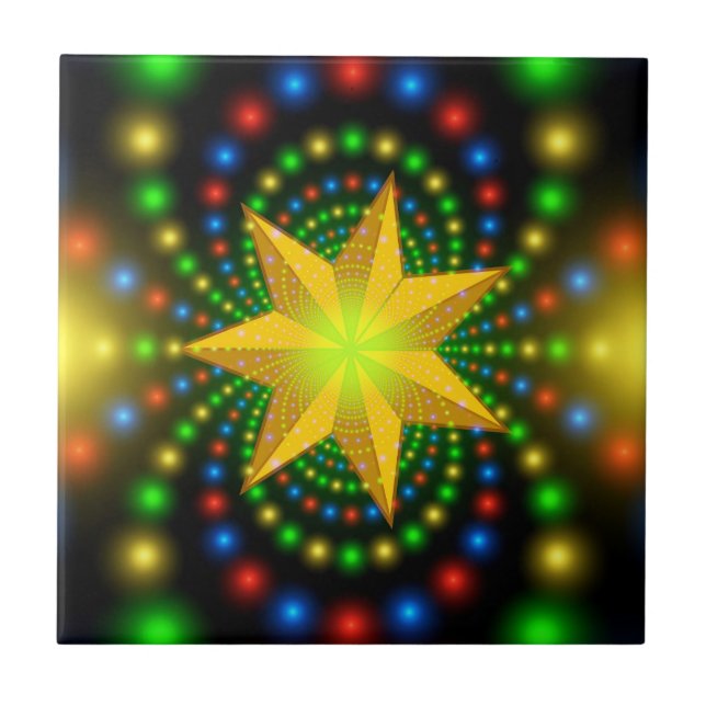 Weihnachts-Star-Fraktal Design-29440 Fliese (Vorderseite)
