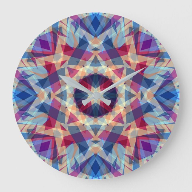 Weihnachts-Star Jolly Blue Fun Lila-hell-gelb Große Wanduhr (Vorderseite)