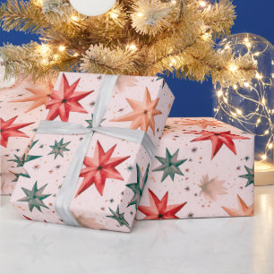 Weihnachts-Star-Ornamente Rot Blau Moderne Weihnac Geschenkpapier
