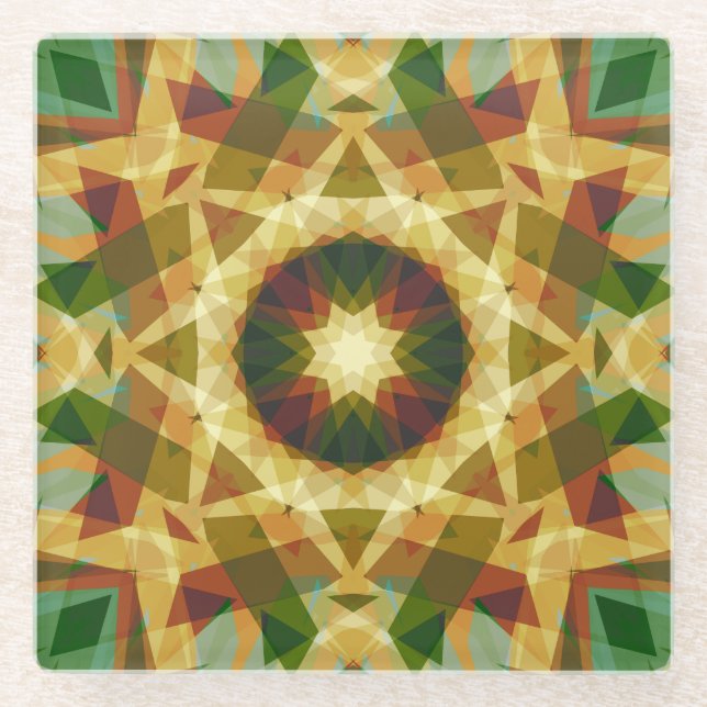 Weihnachts-Star Winter Green Fall Brown Gold Yello Glasuntersetzer (Vorderseite)