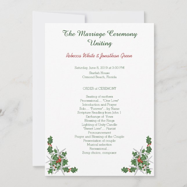 Weihnachts-Starfish Beach Hochzeitsfeier Einladung (Vorderseite)