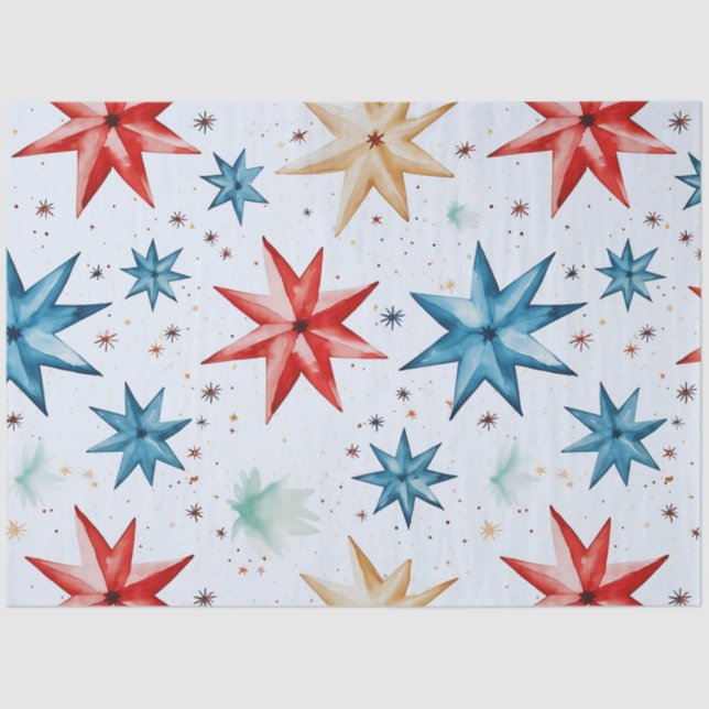 Weihnachts-Stars und Schneeflocken Seidenpapier (Vorderseite)