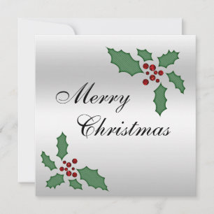 Weihnachts-Stechpalme & Beeren doppelseitig Einladung