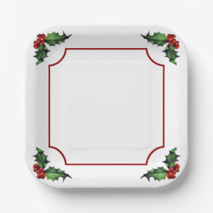 Weihnachts-Stechpalme Pappteller