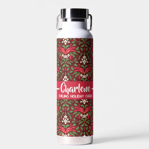 Weihnachts-Stechpalme-Rote-Schleife Name und Sloga Trinkflasche