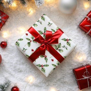 Weihnachts-Stechpalme und Mistel Geschenkpapier