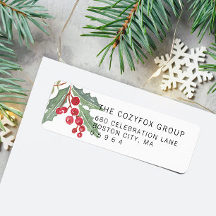 Weihnachts-Stechpalmen-Beeren-Rücksendeadresse