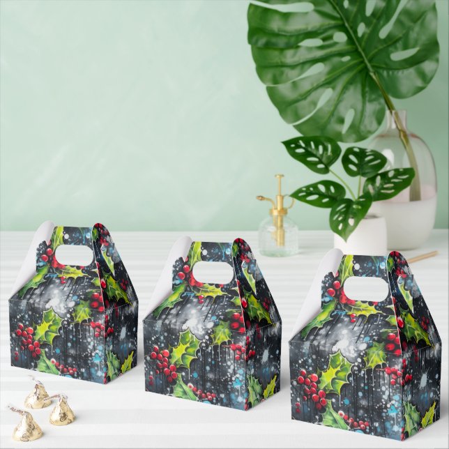 Weihnachts-Stechpalmen-Graffiti Geschenkschachtel (Zahlreiche)