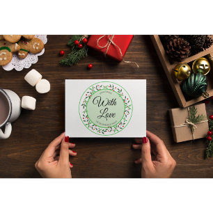 Weihnachts-Stechpalmen-Kranz selbstgemacht mit Lie Runder Aufkleber