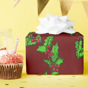 Weihnachts-Stechpalmen-Kranz Vektorgrafik Geschenkpapier