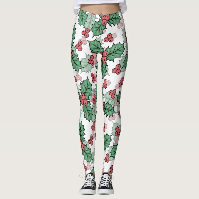 Weihnachts-Stechpalmen-Leggings Leggings (Vorderseite)