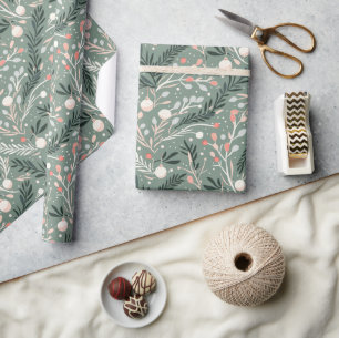Weihnachts-Stechpalmen-Muster Geschenkpapier