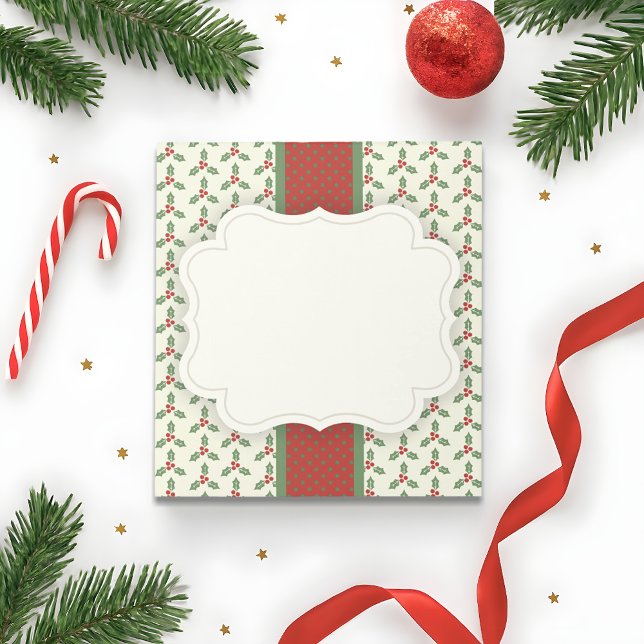 Weihnachts-Stechpalmen-Muster Grüne Stechpalme Rot Notizblock (Von Creator hochgeladen)