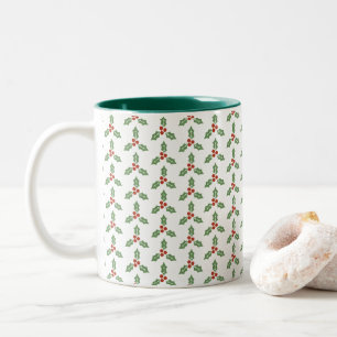 Weihnachts-Stechpalmen-Muster Grüne Stechpalme Rot Zweifarbige Tasse