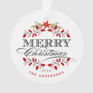 Weihnachts-Stechpalmen-Typografie-Familienfoto-Orn Ornament