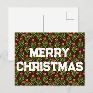 Weihnachts-Stechpalmen - Urlaubspostkarte Feiertagspostkarte