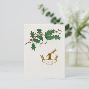 Weihnachts-Stechpalmen-Zweig Feiertagspostkarte