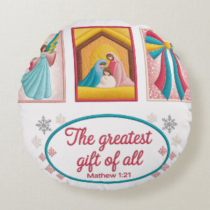 Weihnachts-Stickdesign – Engel,  Rundes Kissen