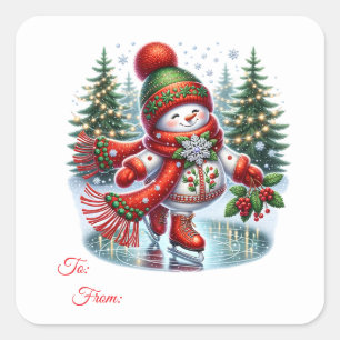 Weihnachts-Sticker-Geschenkanhänger Quadratischer Aufkleber