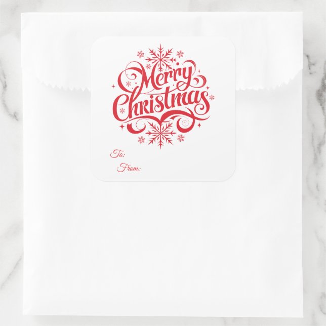 Weihnachts-Sticker-Geschenkanhänger Quadratischer Aufkleber (Tasche)